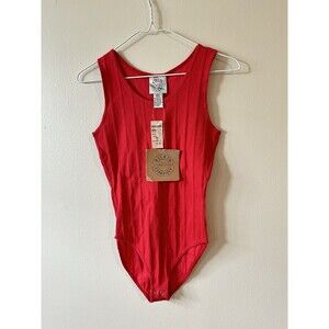 Vintage Ricki And Company Red Striped Bodysuit 1990s Y2K One Piece Medium